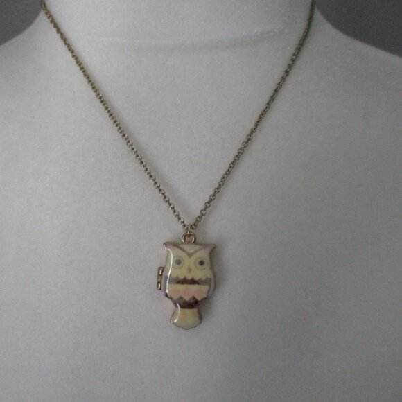 **3 for $15** Enamel Owl locket necklace - Picture 2 of 7